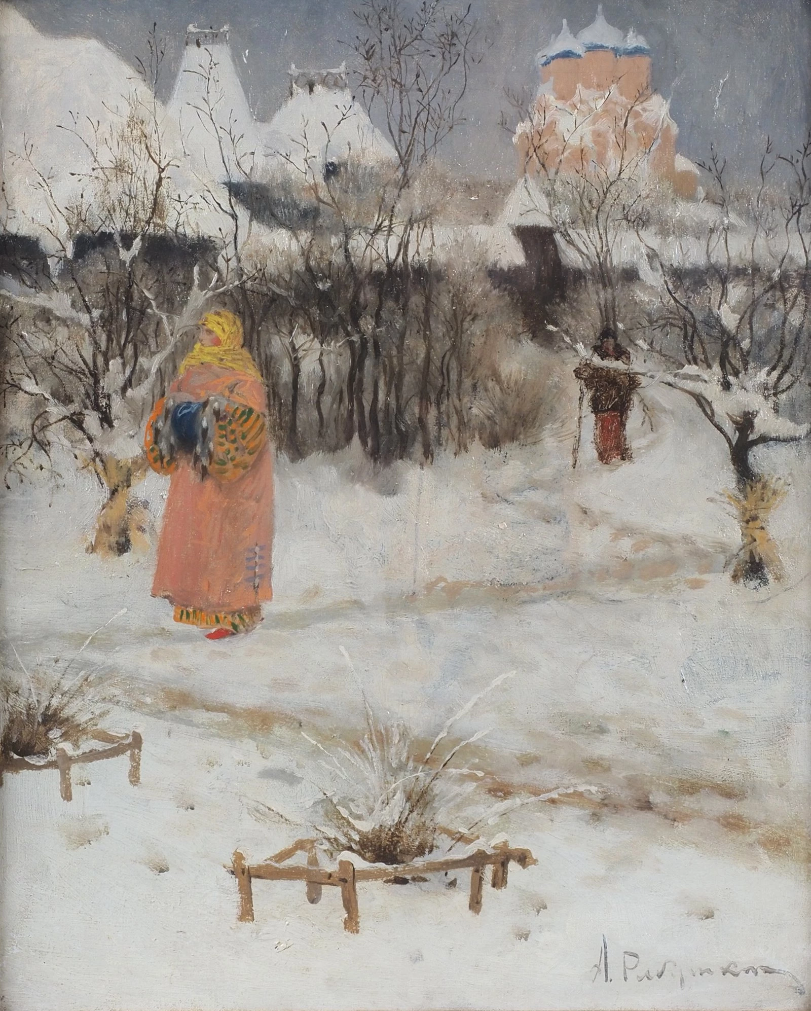 Андрей Рябушкин. Прогулка боярышни (вариант повторения акварели «Выход боярышни с няньками в сад», 1893 год, ГТГ) 1893 © Государственное музейное объединение «Художественная культура Русского Севера»